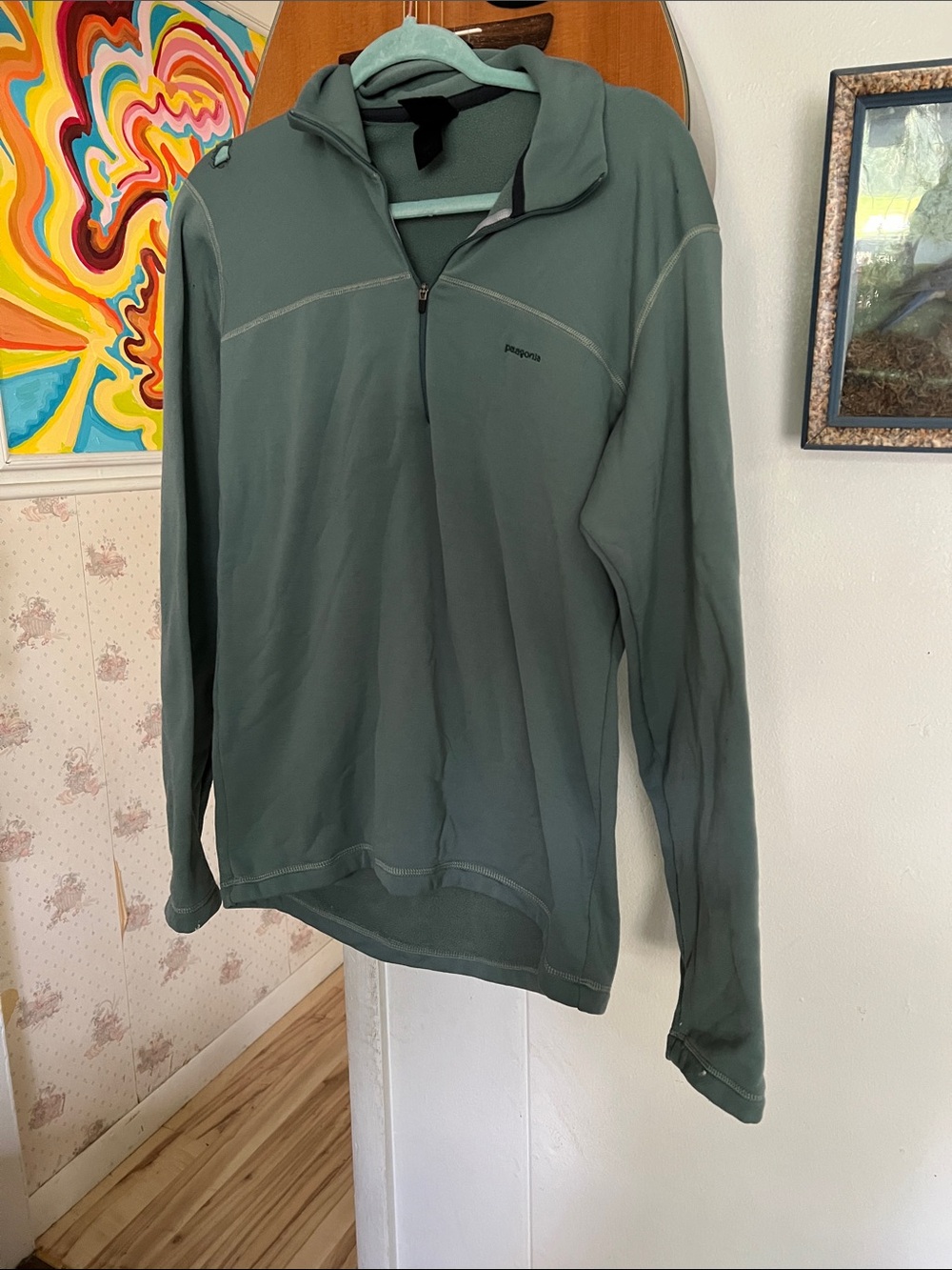 Patagonia Green Half-Zip Performance Fleece Pullover Capaline Mens size Small